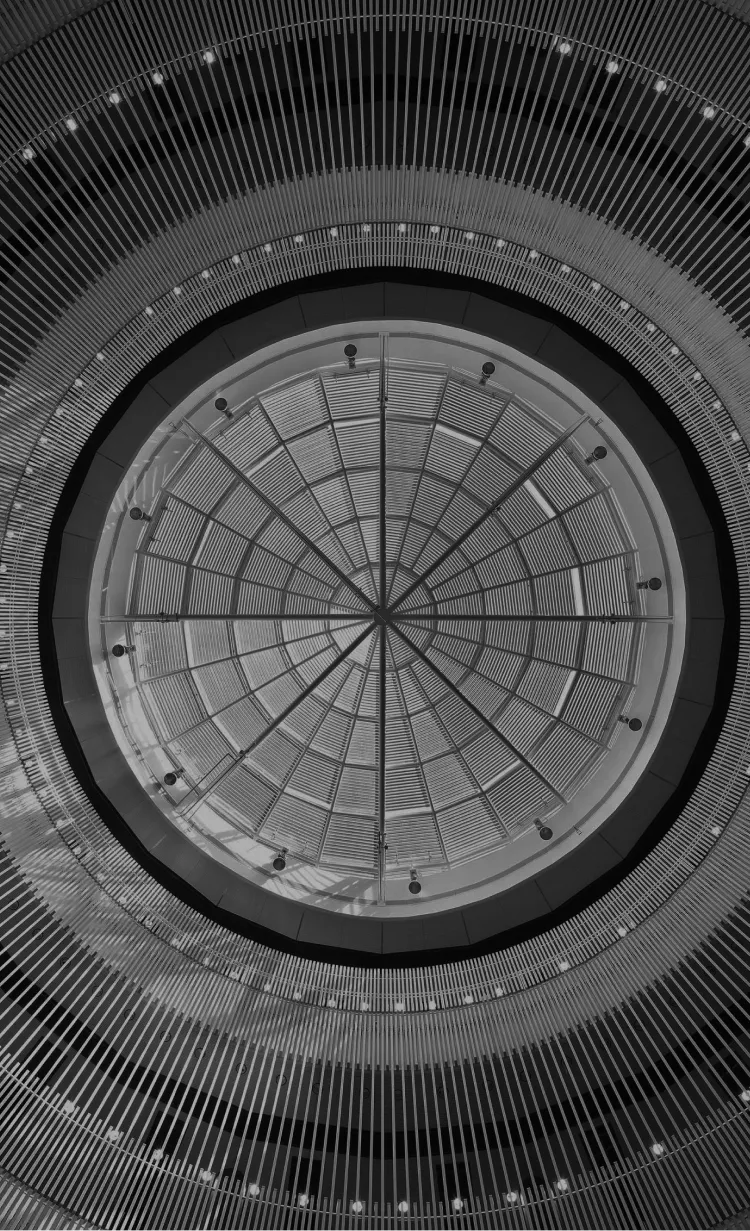 Photographie noir et blanc de la bibliothèque Tsinghua